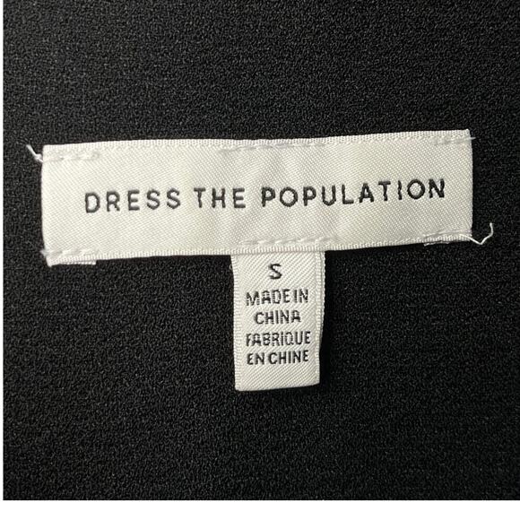 Dress the Population dress Corey Chiffon Fit & flare cocktail black Small S - Picture 4 of 5